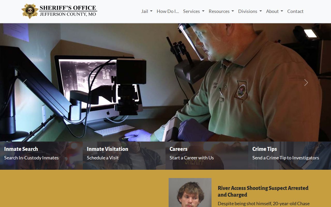 Jefferson County criminal records access on the Sheriff’s official homepage