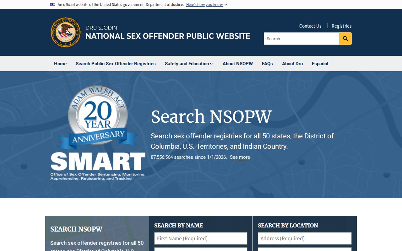 National registry portal for a Jefferson County sex offender check